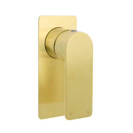Rectangle Brushed Gold Shower Mixer Hot Cold Tapware Ceramic Cartridge Component.