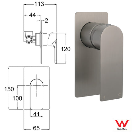 Gun Metal Rectangle Wall Shower Mixer Hot Cold Tap Set Ceramic Cartridge Valve.