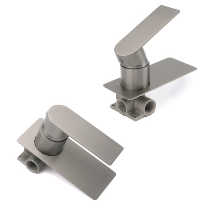 Gun Metal Rectangle Wall Shower Mixer Hot Cold Tap Set Ceramic Cartridge Valve.