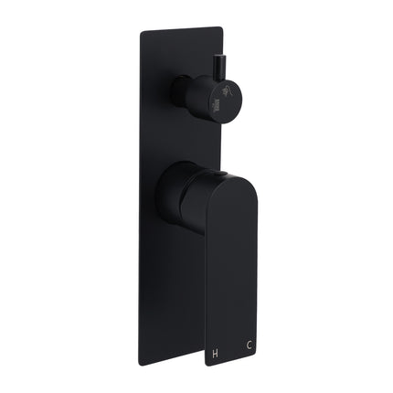 Watermark Matt Black Square Bathroom Shower Mixer 2-Way Control Switch Diverter.