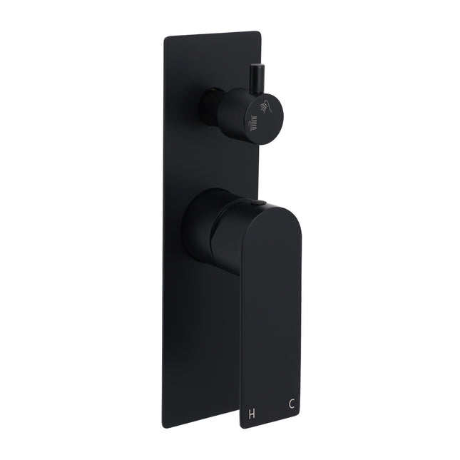 Watermark Matt Black Square Bathroom Shower Mixer 2-Way Control Switch Diverter.