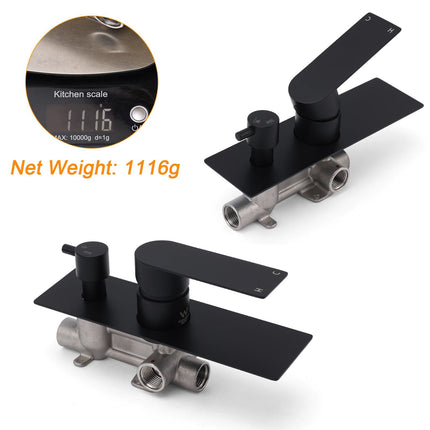Watermark Matt Black Square Bathroom Shower Mixer 2-Way Control Switch Diverter.