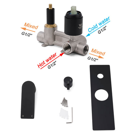Watermark Matt Black Square Bathroom Shower Mixer 2-Way Control Switch Diverter.