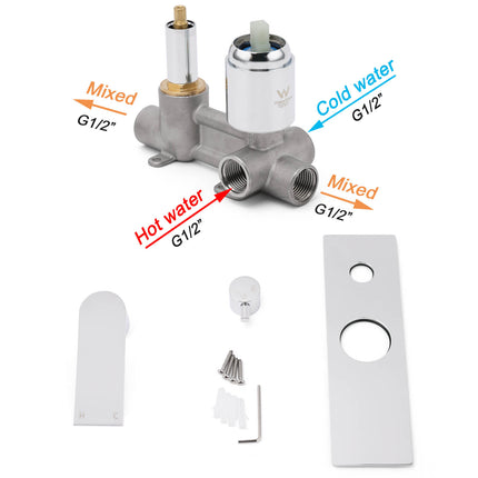 Watermark Chrome Square Shower Mixer Diverter Tap Valve For Shower Combo Spout.