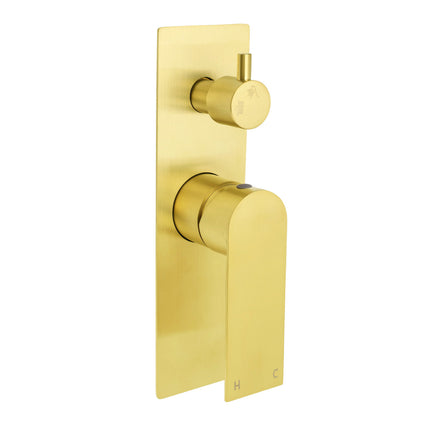 Brushed Gold Bathroom Square Concealed Shower Mixer Diverter Switch Wall Mounnt.