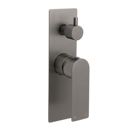 Gun Metal Grey Square Wall Mounted Shower Mixer Diverter 2 Ways Switch Valve Set.
