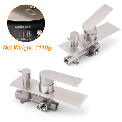 Brushed Nickel Silver Square Stylish 1/2inch Shower Mixer Diverter 2 Way Switch.