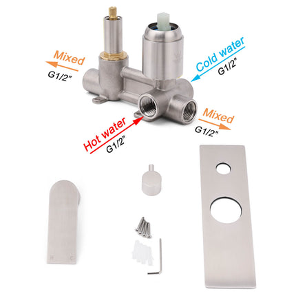 Brushed Nickel Silver Square Stylish 1/2inch Shower Mixer Diverter 2 Way Switch.