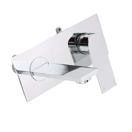 WELS 4.5L/m Chrome Square Wall Mounted Basin Mixer Laundry Faucet Tap Spout Set.