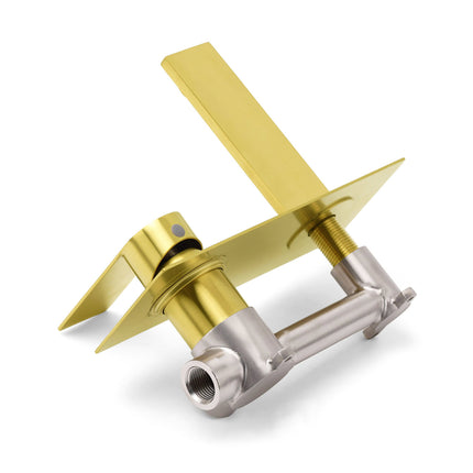 Brushed Gold Cubic Square Wall Mount Basin Mixer Laundry Tap Spout Vanity Faucet.