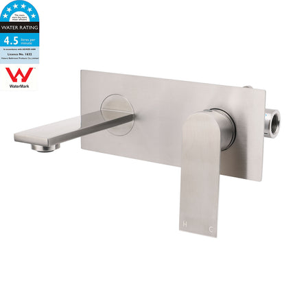 WELS Bruhsed Nickel Square Wall Concealed Basin Mixer Laundry Faucet Tap Spout.