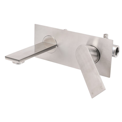 WELS Bruhsed Nickel Square Wall Concealed Basin Mixer Laundry Faucet Tap Spout.