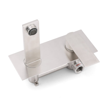 WELS Bruhsed Nickel Square Wall Concealed Basin Mixer Laundry Faucet Tap Spout.