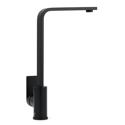 WELS Matte Black High Rise Gooseneck Kitchen Sink Laundry Mixer Faucet Tapware.