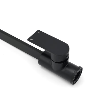 WELS Matte Black High Rise Gooseneck Kitchen Sink Laundry Mixer Faucet Tapware.