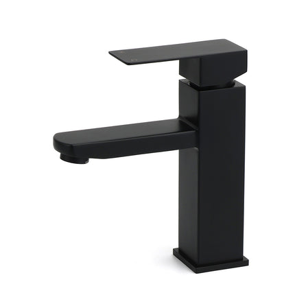 WELS Classic Square Matt Black Basin Mixer Vanity Laundry Sink Faucet Tap Outlet.