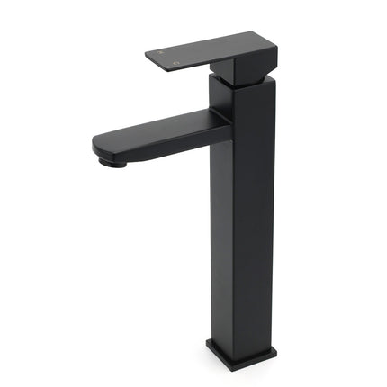 Matt Black Tall Square Basin Mixer Vanity Laundry Counter Sink Faucet Tap Outlet.