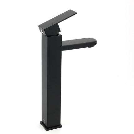 Matt Black Tall Square Basin Mixer Vanity Laundry Counter Sink Faucet Tap Outlet.