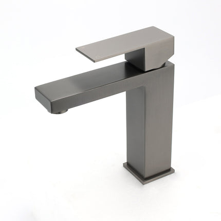 Gun Metal Square Cubic Basin Mixer Faucet Hot Cold Tap Kitchen Laundry Vanity Set.