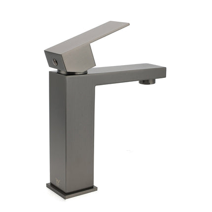 Gun Metal Square Cubic Basin Mixer Faucet Hot Cold Tap Kitchen Laundry Vanity Set.