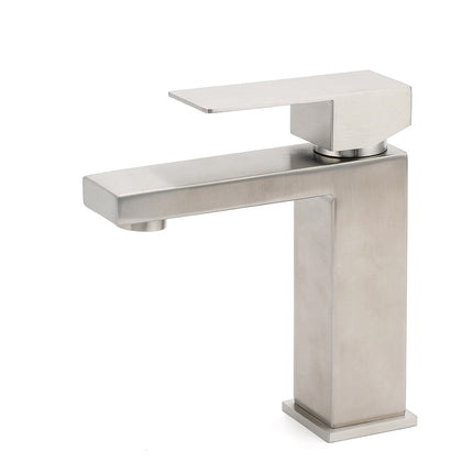 Square Classic 6L/m Basin Vessel Mixer Faucet Tap Kitchen Laundry Brushed Nickel.