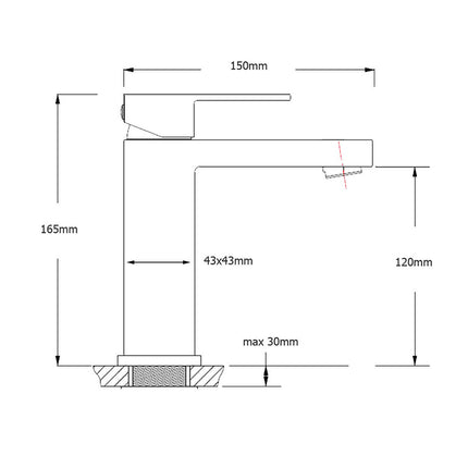 Square Classic 6L/m Basin Vessel Mixer Faucet Tap Kitchen Laundry Brushed Nickel.