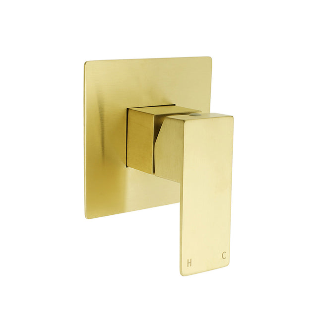 Brushed Gold Square Bath Shower Mixer Hot Cold Tap Ceramic Cartridge For Bath Set.