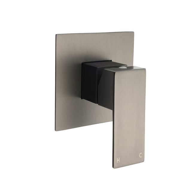 Watermark Gun Metal Square Bath Shower Mixer Hot Cold Tap Ceramic Cartridge Valve.