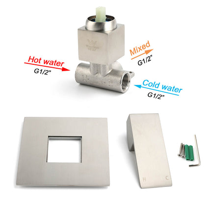 Nickel Brushed Square Lead Free Shower Hot Cold Mixer Ceramic Cartridge Spindle.