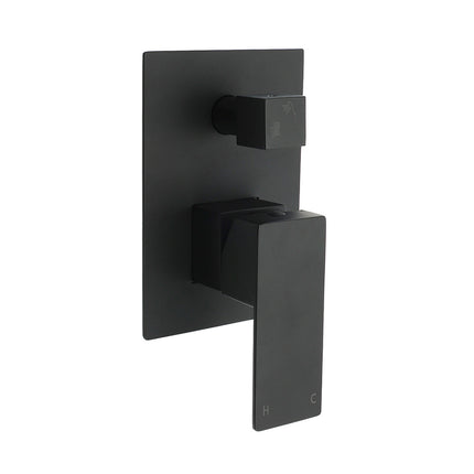 Matt Black Square Stainless Steel Shower Mixer 2 Way Bath Set Diverter Watermark.