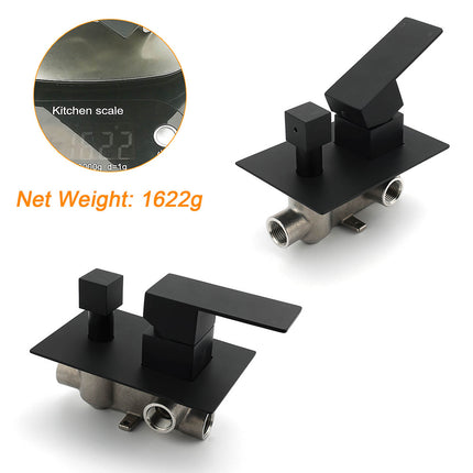 Matt Black Square Stainless Steel Shower Mixer 2 Way Bath Set Diverter Watermark.