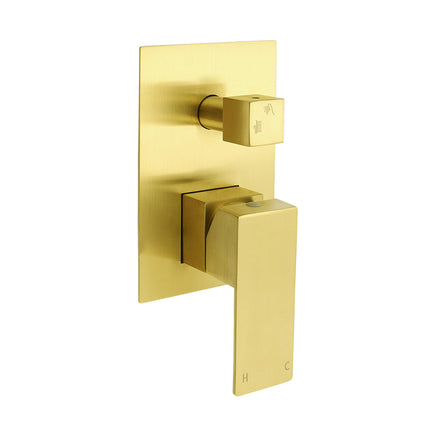 Watermark 1/2 Inch Shower Mixer Diverter Brushed Gold Square Stainless Steel Set.