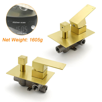 Watermark 1/2 Inch Shower Mixer Diverter Brushed Gold Square Stainless Steel Set.
