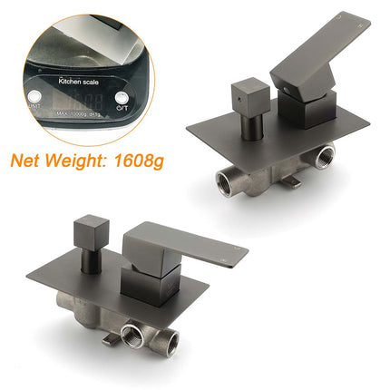 Gun Metal Square Stainless Steel Bath Shower Mixer 2 Way Switch Diverter Watermark.