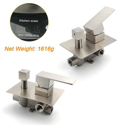 AU Standard 1/2 Inch Shower Mixer Diverter Brushed Nickel Square 2 Way Switch.