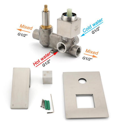 AU Standard 1/2 Inch Shower Mixer Diverter Brushed Nickel Square 2 Way Switch.