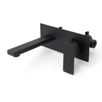 Matt Black Basin Mixer Bathroom Tub Faucet Wall Mount Tap Hot Cold Water Spout.