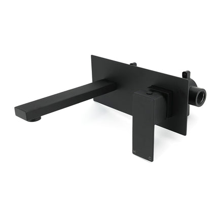 Matt Black Basin Mixer Bathroom Tub Faucet Wall Mount Tap Hot Cold Water Spout.