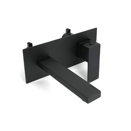 Matt Black Basin Mixer Bathroom Tub Faucet Wall Mount Tap Hot Cold Water Spout.