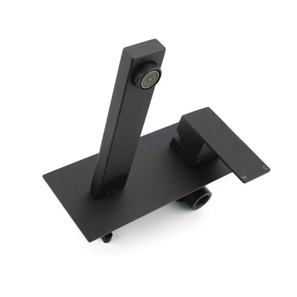 Matt Black Basin Mixer Bathroom Tub Faucet Wall Mount Tap Hot Cold Water Spout.