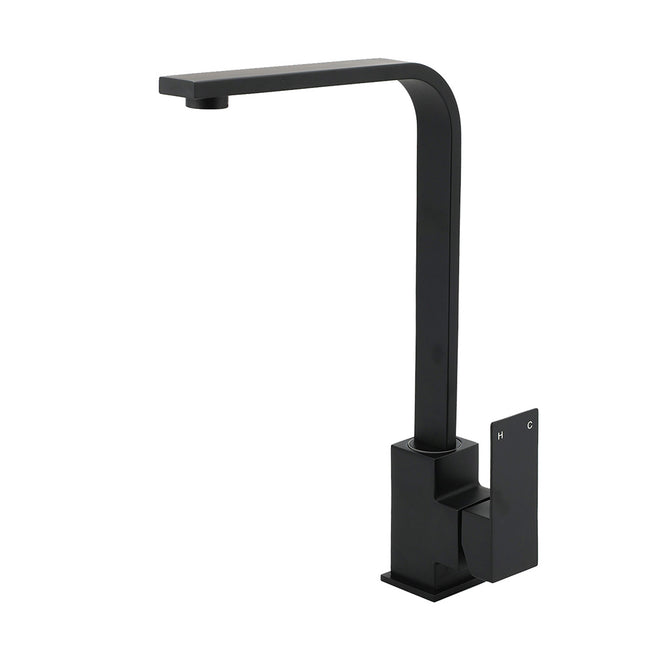 Matt Black Square Gooseneck 360 Swivel Laundry Sink Kitchen Mixer Faucet Tapware.