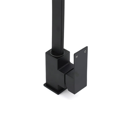 Matt Black Square Gooseneck 360 Swivel Laundry Sink Kitchen Mixer Faucet Tapware.