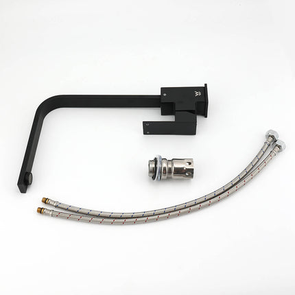 Matt Black Square Gooseneck 360 Swivel Laundry Sink Kitchen Mixer Faucet Tapware.