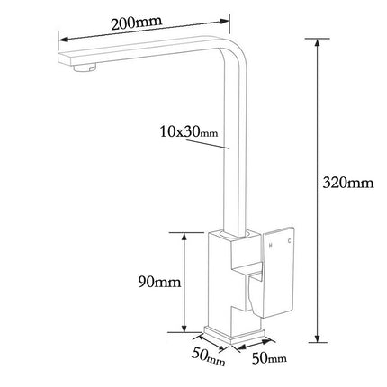 Matt Black Square Gooseneck 360 Swivel Laundry Sink Kitchen Mixer Faucet Tapware.