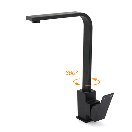 Matt Black Square Gooseneck 360 Swivel Laundry Sink Kitchen Mixer Faucet Tapware.