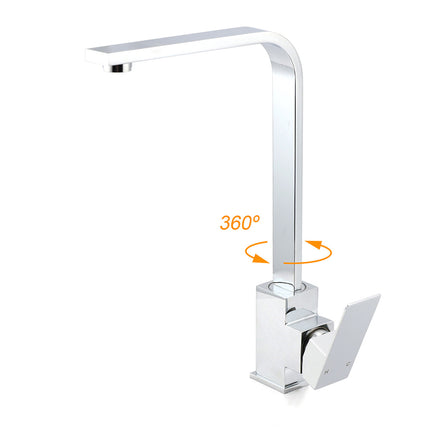 WELS Chrome Square Gooseneck Spout Swivel Laundry Sink Kitchen Mixer Faucet Tap.