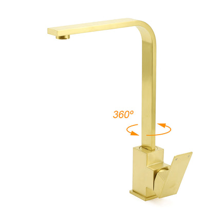 WELS Brushed Gold Gooseneck 360º Swivel Laundry Sink Kitchen Mixer Faucet Tap.