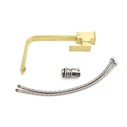 WELS Brushed Gold Gooseneck 360º Swivel Laundry Sink Kitchen Mixer Faucet Tap.