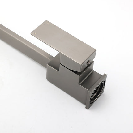 WELS Gun Metal Square Gooseneck Swivel Laundry Kitchen Mixer Faucet Sink Tap Set.