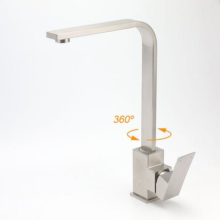 WELS Square Kitchen Sink Laundry Mixer 360º Swivel Faucet Tap Set Brushed Nickel.